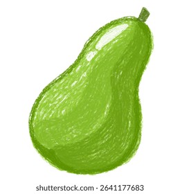 colored pencil avocado art, textured green fruit vector, healthy fat illustration