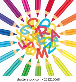 Colored pencil, back to school poster background