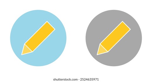 Lápis colorido em um círculo ilustração isolada em 2 variações de sinal de instrumento. Ícones de vetor em estilo plano