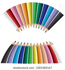 colored pencil collection. isolated  illustration colorful pencils. colored pencil background

