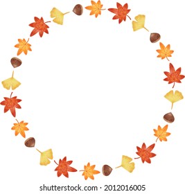 Colored pencil hand-painted autumn leaves nuts background material template can be used for autumn greeting cards, posters, harvest festivals, etc