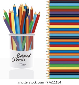 Lápiz de color en lápiz titular con fondo de lápices de colores
