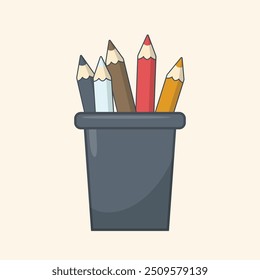 Colored pencil icon Back to school collection Icons school supplies school equipment or items vector illustration