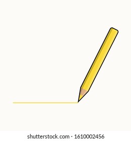 colored pencil icon. colored pencil yellow and a horizontal line. 