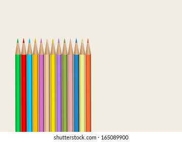 colored pencil on a sheet of drawing paper, free copy space