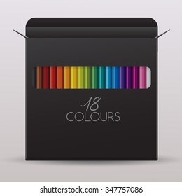 Colored Pencil Packaging : Paper box : Vector Illustration
