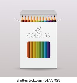 Colored Pencil Packaging : Paper Box : Vector Illustration