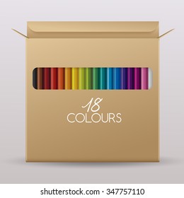 Colored Pencil Packaging : Paper box : Vector Illustration