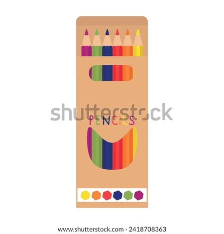 Colored Pencil Packaging. Paper box. Vector illustration.