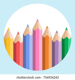 colored pencil set flat design icon
