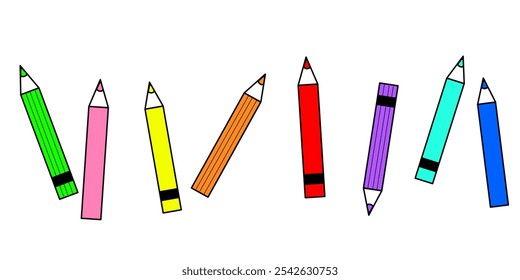 colored pencil set icon. hand drawn pencil design for back to school or art concept.