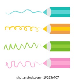 Colored pencil set. Isolated. Flat design. Vector illustration.