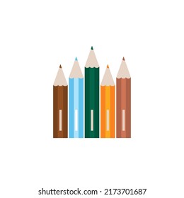 Colored pencil set isolated on white background