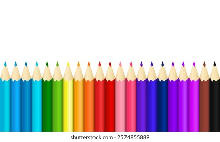 Colored pencil set isolated white background, rainbow colored pencil, colored pencil illustrate, colored pencil collection