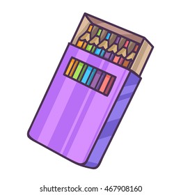 Colored Pencil set Packaging. Paper box. Vector Illustration