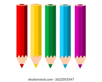 Colored pencil set. Various color pencil illustration for school