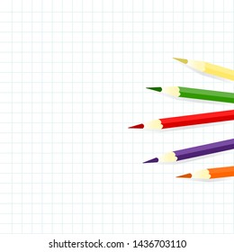 colored pencil set - vector on a checkered background