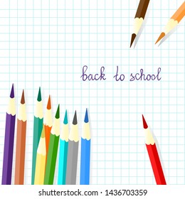 colored pencil set - vector on a checkered background