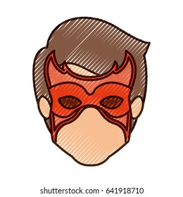 colored pencil silhouette of faceless guy superhero with mask and thick contour vector illustration