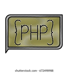 colored pencil silhouette of rectangle text php vector illustration