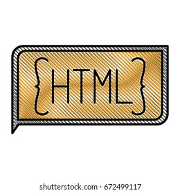 colored pencil silhouette of rectangle text html vector illustration