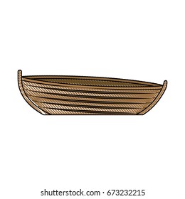 colored pencil silhouette of wooden fishing boat vector illustration