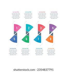 colored pencil tips infographic template. eight options infographic template. web, internet, annual report, magazine, business infographic template