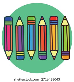 Lápices de colores para la Imagen de concepto de regreso a la escuela para la Educación, el aprendizaje y la creatividad