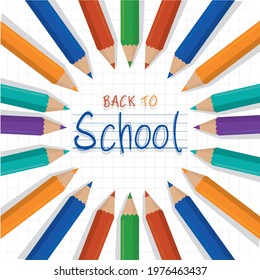 Colored pencils Back to school Vector illustration
