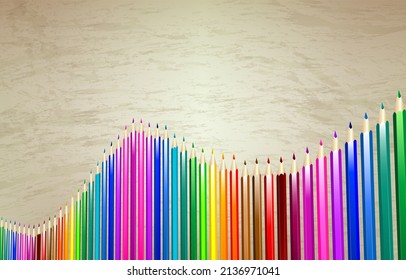 Colored pencils background. Color pencils on grunge background.