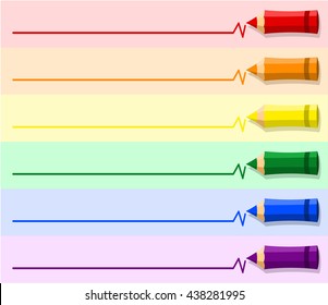 Colored pencils, blank, rainbow, lines