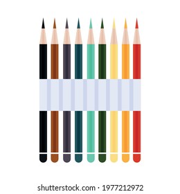 Colored pencils in cartoon style on a white background. Vector drawing. Drawing concept