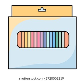 Ilustración plana de la caja de lápices de colores