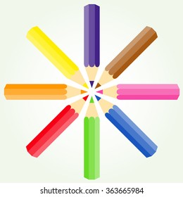 colored pencils in a circle variant 2