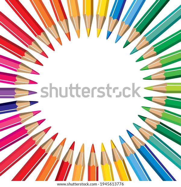 Colored Pencils Circle Vector Design Background Stock Vector (Royalty