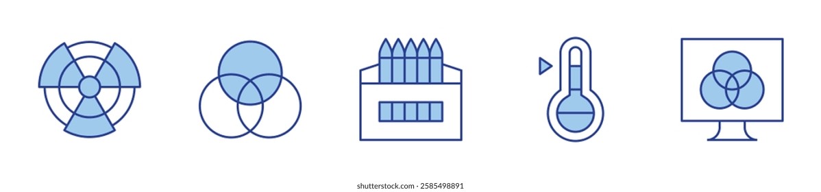 colored pencils, colour, color wheel, rgb print. Color Icon vector illustration. Line Duotone style. Editable stroke.