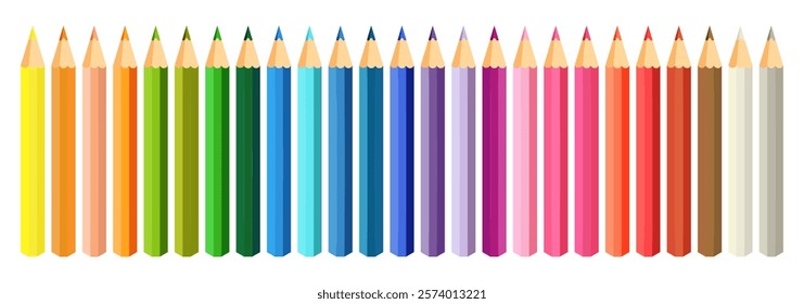 Colored pencils or crayons collection for art and painting