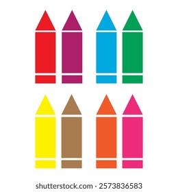 Colored pencils crayons vector icon