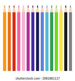 Colored pencils or crayons vector set. Colorful crayon collection.