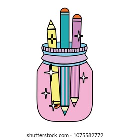 colored pencils decoration inside crystal bottle object