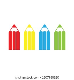 colored pencils drawing icon vector
