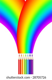 Colored pencils drawing rainbow