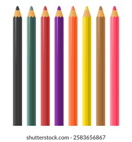 Colored Pencils Drawing Tools Vector. Color Pencil Hobby Tools. Color Pencil Icon.