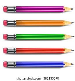 Colored pencils with erasers