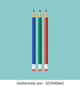Colored pencils. Flat design