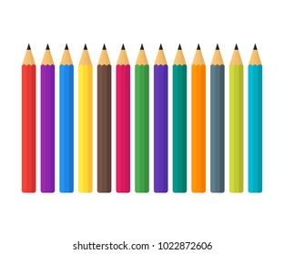 Colored pencils in a flat style. Drawing will become colorful