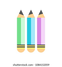 Colored pencils flat vector icon