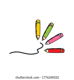 Colored pencils. Flat vector illustration isolated on white background