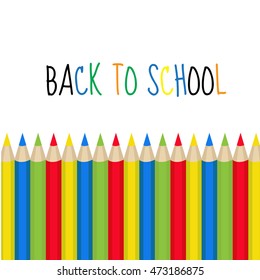 Colored pencils frame for text. Back to school frame, invitation. Vector illustration