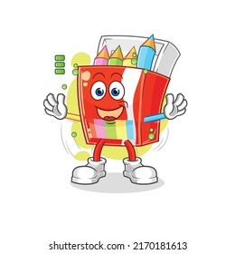 the colored pencils full battery character. cartoon mascot vector
